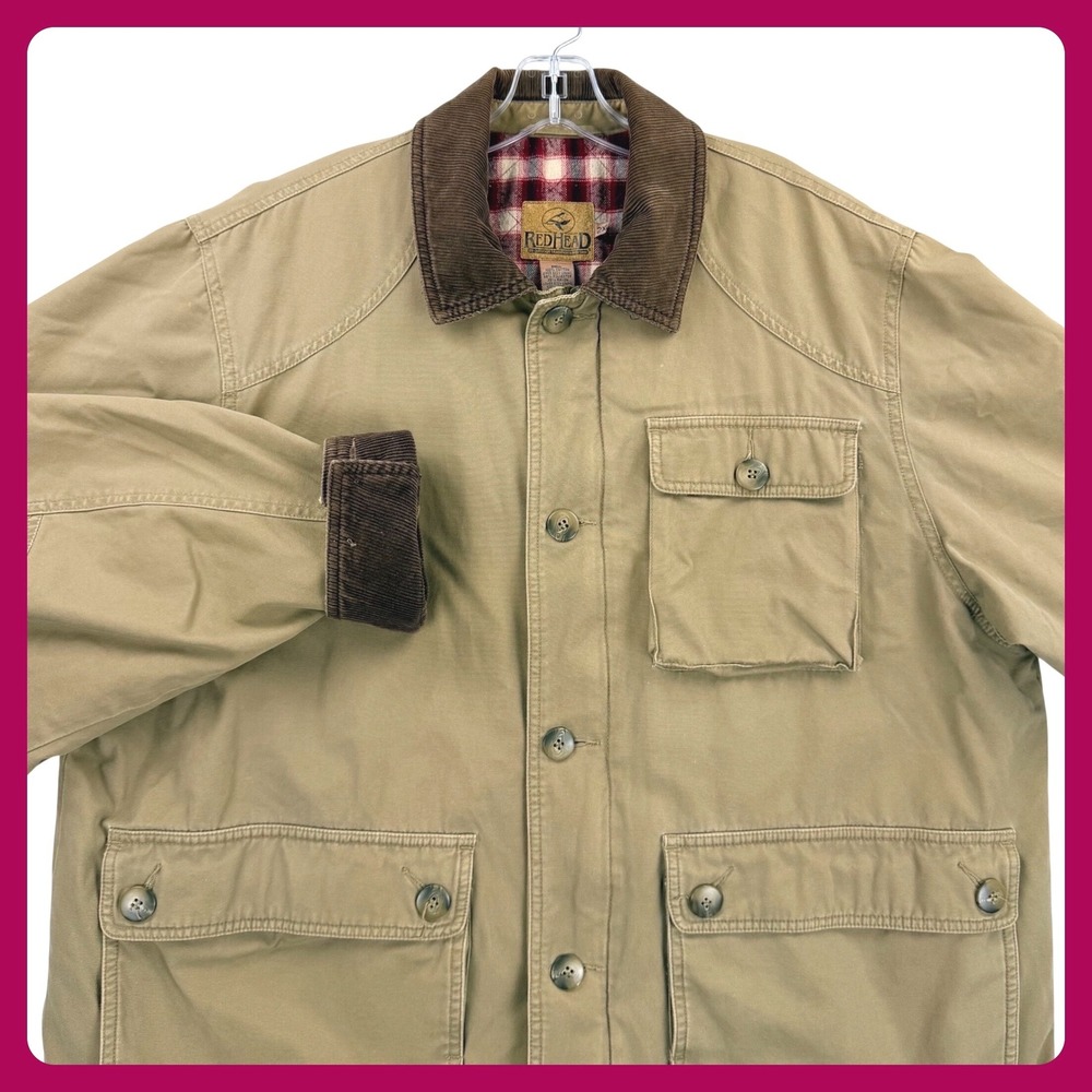 RedHead Barn Coat Men 2XL Tan Canvas Corduroy Collar Quilt Lined Chore Workwear